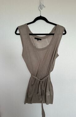 AG Adriano Goldschmied 100% Silk Minimalist Beige Sleeveless Top - L